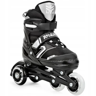 Raven Helixi BLACK/GREY dětské kolečkové brusle 4v1 - svítící kolo POUZE EU 38-42, pánský (hokejový) (VÝPRODEJ)