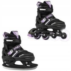 Raven Helixi Black/Violet dětské kolečkové brusle 2v1 - svítící kola LED POUZE EU 38-42, pánský (hokejový) (VÝPRODEJ)