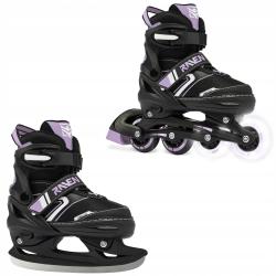 Raven Helixi Black/Violet dětské kolečkové brusle 2v1 - svítící kola LED