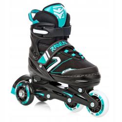 Raven Helixi LED black/mint dětské kolečkové brusle 4v1 - svítící kolo POUZE EU 30-33, pánský (hokejový) (VÝPRODEJ)