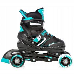 Raven Helixi LED black/mint dětské kolečkové brusle 4v1 - svítící kolo POUZE EU 30-33, pánský (hokejový) (VÝPRODEJ)