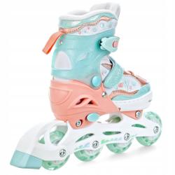 Raven Isla ORANGE/MINT dětské kolečkové brusle - svítící kola LED POUZE EU 34-37 (VÝPRODEJ)