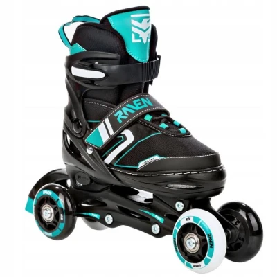 Raven Helixi LED black/mint dětské kolečkové brusle 4v1 - svítící kolo