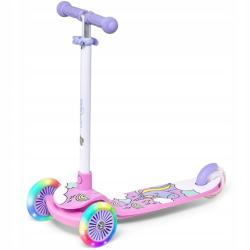 Raven Laviana Unicorn s LED koly lila/pink dětská tříkolová koloběžka