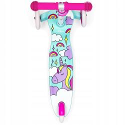 Raven Laviana Unicorn s LED koly mint/pink dětská tříkolová koloběžka