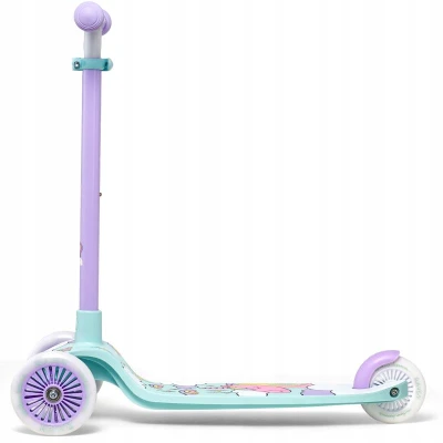 Raven Laviana Unicorn s LED koly violet/mint dětská tříkolová koloběžka