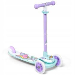 Raven Laviana Unicorn s LED koly violet/mint dětská tříkolová koloběžka