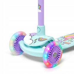 Raven Laviana Unicorn s LED koly violet/mint dětská tříkolová koloběžka