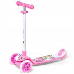 Raven Laviana Unicorn s LED koly white/pink dětská tříkolová koloběžka