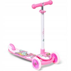 Raven Laviana Unicorn s LED koly white/pink dětská tříkolová koloběžka