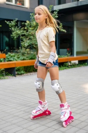 Raven Lia PINK dětské kolečkové brusle 2v1 s LED