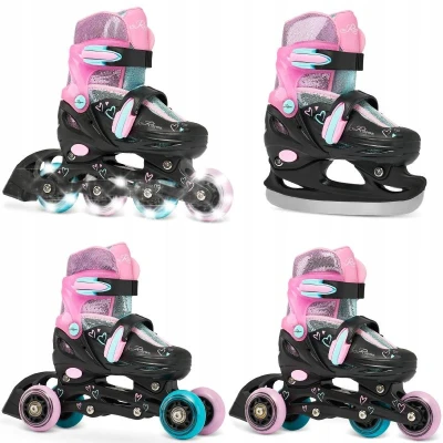 Raven Loret Glitter Black/Mint/Pink dětské brusle 4v1 - LED kolečka POUZE EU 27-30, dámský (se zoubky) (VÝPRODEJ) Raven Loret Glitter Black/Mint/Pink dětské brusle 4v1 - LED kolečka POUZE EU 27-30, dámský (se zoubky) (VÝPRODEJ)