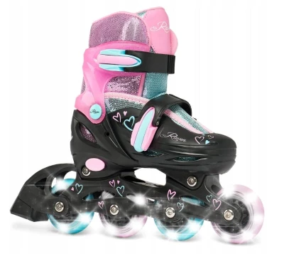 Raven Loret Glitter Black/Mint/Pink dětské kolečkové brusle - LED kolečka POUZE EU 34-37 (VÝPRODEJ)