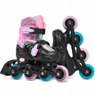 Raven Loret Glitter Black/Mint/Pink dětské kolečkové brusle - LED kolečka POUZE EU 34-37 (VÝPRODEJ)