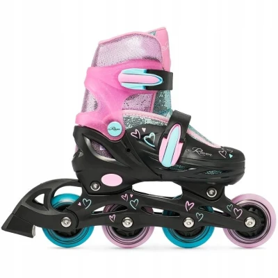 Raven Loret Glitter Black/Mint/Pink dětské kolečkové brusle - LED kolečka POUZE EU 34-37 (VÝPRODEJ)