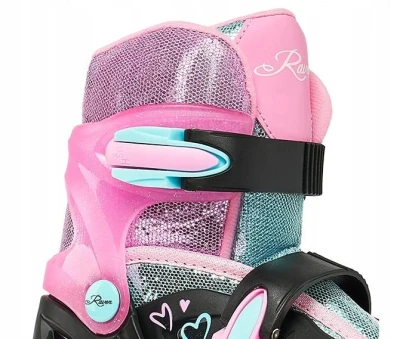 Raven Loret Glitter Black/Mint/Pink dětské kolečkové brusle - LED kolečka POUZE EU 34-37 (VÝPRODEJ)