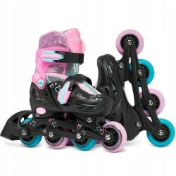 Raven Loret Glitter Black/Mint/Pink dětské brusle 4v1 - LED kolečka