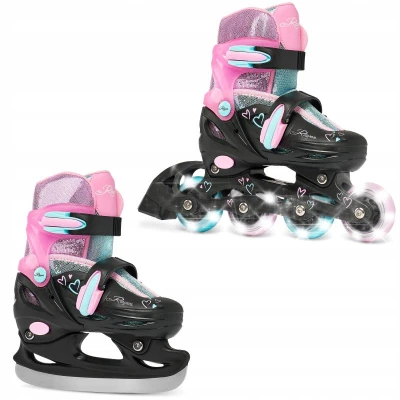 Raven Loret Glitter Black/Mint/Pink dětské brusle 4v1 - LED kolečka