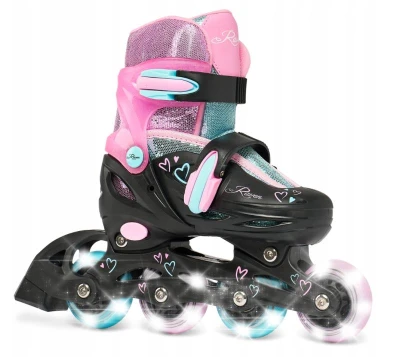 Raven Loret Glitter Black/Mint/Pink dětské kolečkové brusle - LED kolečka Raven Loret Glitter Black/Mint/Pink dětské kolečkové brusle - LED kolečka