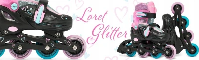 Raven Loret Glitter Black/Mint/Pink dětské kolečkové brusle - LED kolečka