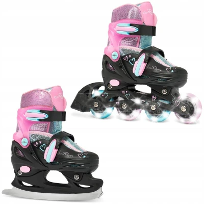 Raven Loret Glitter Black/Mint/Pink dětské brusle 2v1 - LED kolečka Raven Loret Glitter Black/Mint/Pink dětské brusle 2v1 - LED kolečka