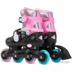 Raven Loret Glitter Black/Mint/Pink dětské brusle 2v1 - LED kolečka