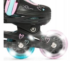 Raven Loret Glitter Black/Mint/Pink dětské brusle 2v1 - LED kolečka