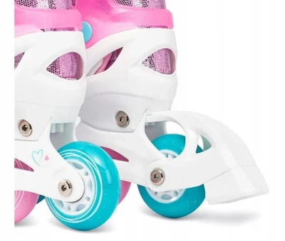 Raven Loret Glitter White/Mint/Pink 2v1 dětské brusle - LED kolečka POUZE EU 30-33, dámský (se zoubky) (VÝPRODEJ)