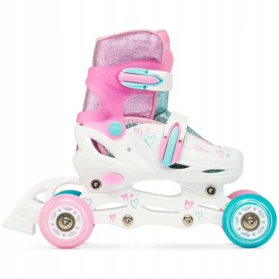 Raven Loret Glitter White/Mint/Pink 3v1 dětské brusle - Led kolečka