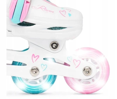 Raven Loret Glitter White/Mint/Pink 3v1 dětské brusle - Led kolečka