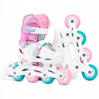 Raven Loret Glitter White/Mint/Pink 4v1 dětské brusle - Led kolečka
