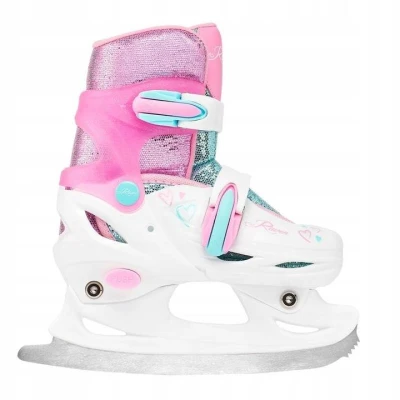 Raven Loret Glitter White/Mint/Pink 2v1 dětské brusle - LED kolečka
