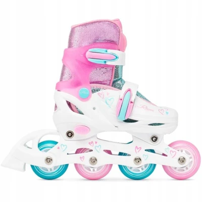 Raven Loret Glitter White/Mint/Pink 2v1 dětské brusle - LED kolečka
