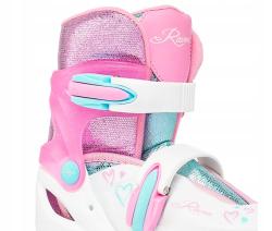 Raven Loret Glitter White/Mint/Pink 2v1 dětské brusle - LED kolečka