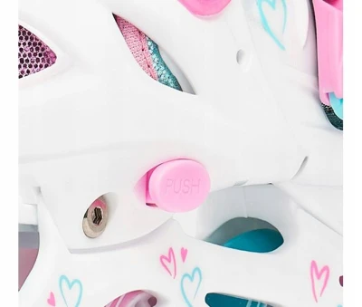 Raven Loret Glitter White/Mint/Pink 2v1 dětské brusle - LED kolečka