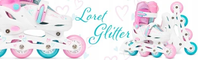 Raven Loret Glitter White/Mint/Pink 2v1 dětské brusle - LED kolečka