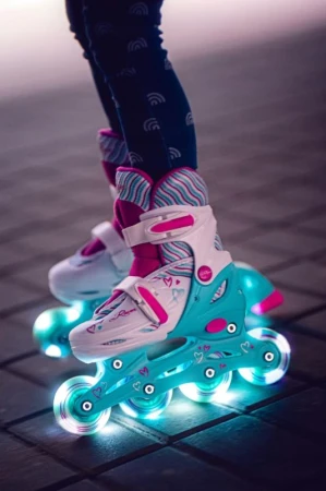 Raven Loret White 3v1 dětské inline brusle - svítící kola LED