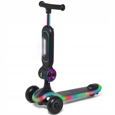 Raven Lumiloo Black / Neo Chrome dětská koloběžka 2v1 s LED podsvícením