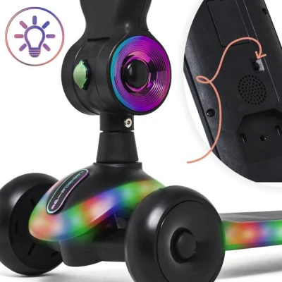 Raven Lumiloo Black / Neo Chrome dětská koloběžka 2v1 s LED podsvícením