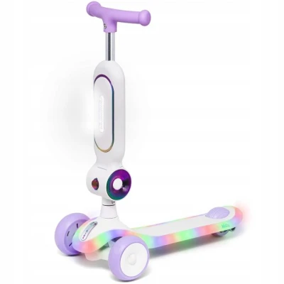 Raven Lumiloo White / Neo Chrome dětská koloběžka 2v1 s LED podsvícením