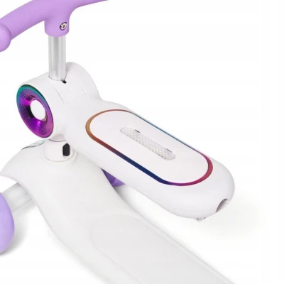 Raven Lumiloo White / Neo Chrome dětská koloběžka 2v1 s LED podsvícením