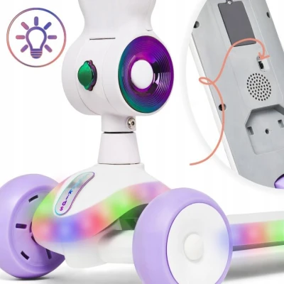 Raven Lumiloo White / Neo Chrome dětská koloběžka 2v1 s LED podsvícením