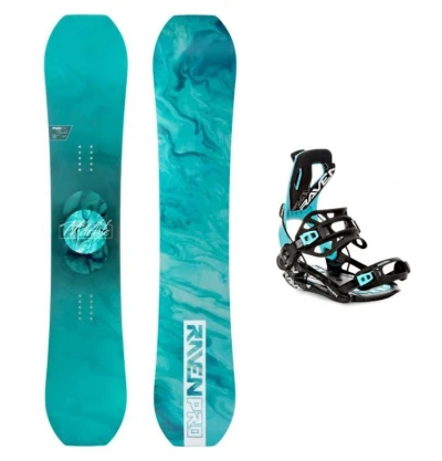 Raven PRO Marble Carbon Mint dámský snowboard + Raven Fastec FT360 black/mint vázání