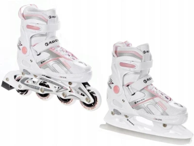Raven Pulse white/pink dětské brusle 2v1 POUZE EU 33-36, dámský (se zoubky) (VÝPRODEJ)