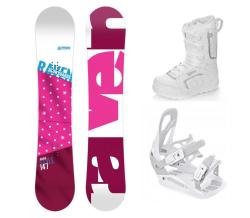Raven Style Pink snowboard + Raven S230 White vázání + Raven Pearl white boty