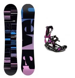 Raven Supreme black dámsky snowboard + Raven FT360 black/fuchsia viazanie