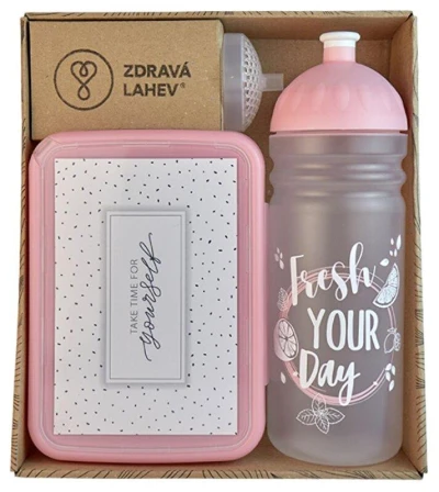 R&B Fresh růžová sada lahve a svačinového boxu