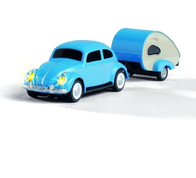 Carson VW Beetle modré RTR 1:87 RC auto s přívěsem