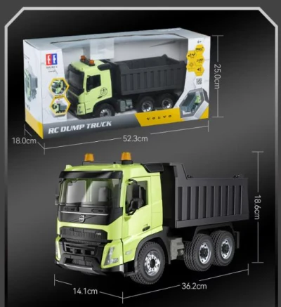 RC sklápěč Volvo s osvětlením a otevíracími dveřmi 2,4 GHz