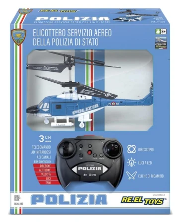 RE.EL Toys RC vrtulník policejní 3 kanály, gyroskop RTF sada